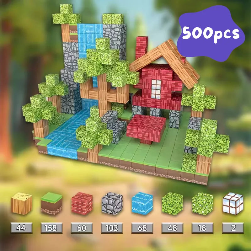 Magnetic Building Blocks 500pc Set  - Miniblox