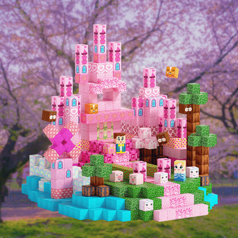 Magnetic Building Blocks 100pc Set Blossom Kingdom - Miniblox