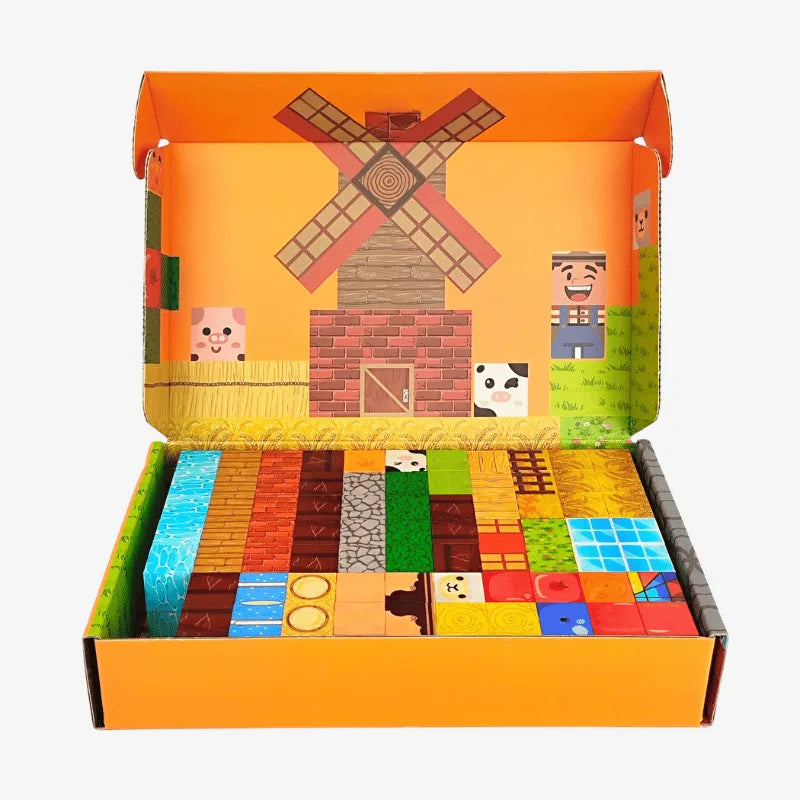 Magnetic Building Blocks 100pc Set Happy Farm - Miniblox