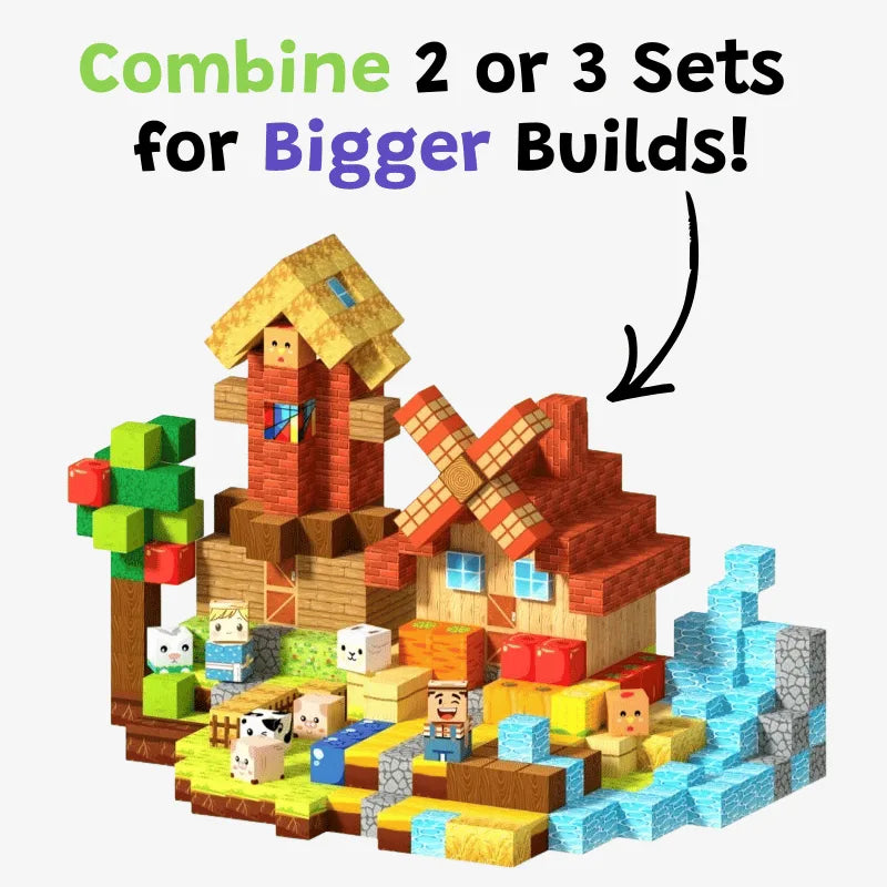 Magnetic Building Blocks 100pc Set Happy Farm - Miniblox