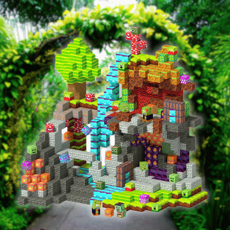 Magnetic Building Blocks 100pc Set Plants &amp; Zombies  - Miniblox