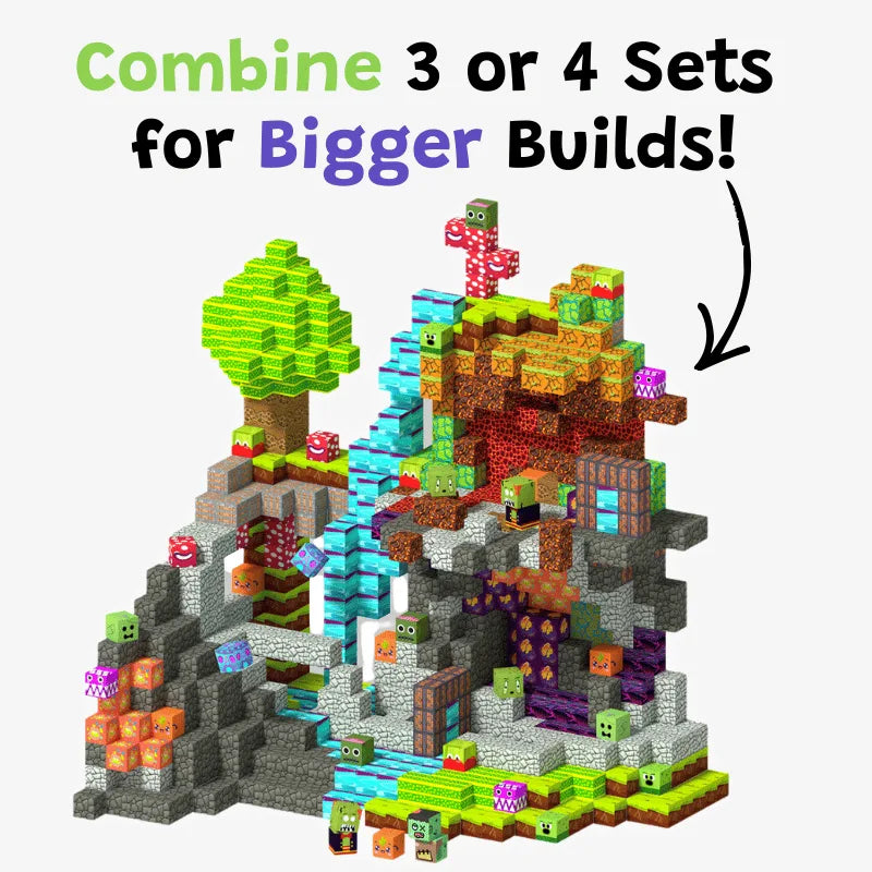 Magnetic Building Blocks 100pc Set Plants &amp; Zombies  - Miniblox