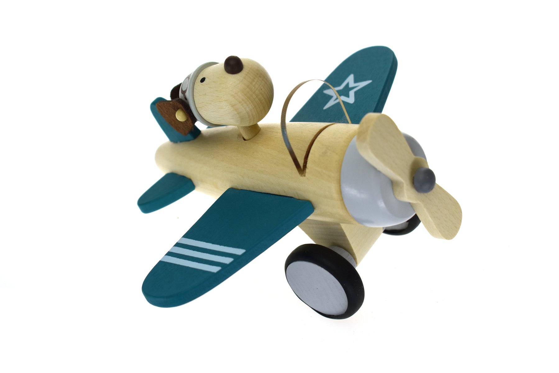 Retro Wooden Plane with Dog - Kaper Kids