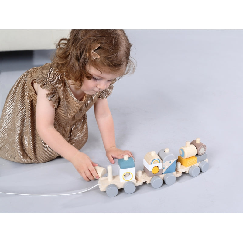 Stacking Block Train - Calm and Breezy