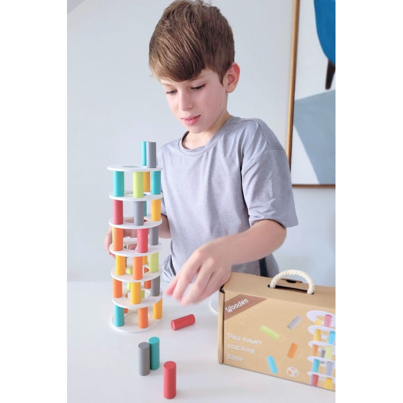 Wooden Pisa Tower Balancing Game