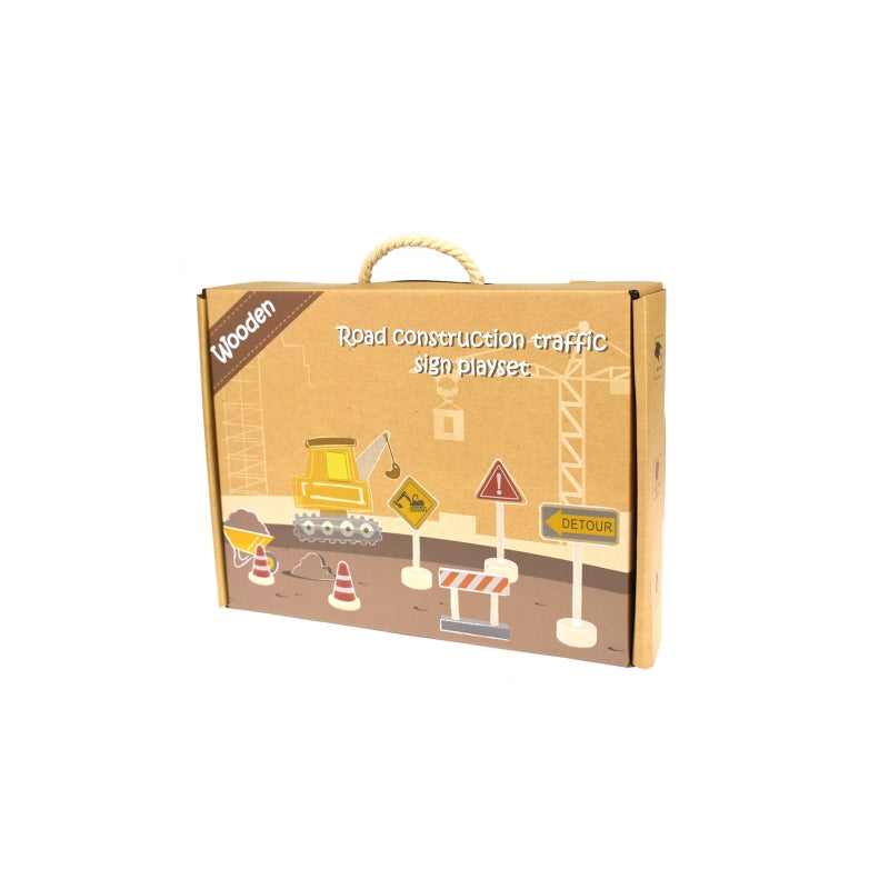 Wooden Construction Road Sign Set