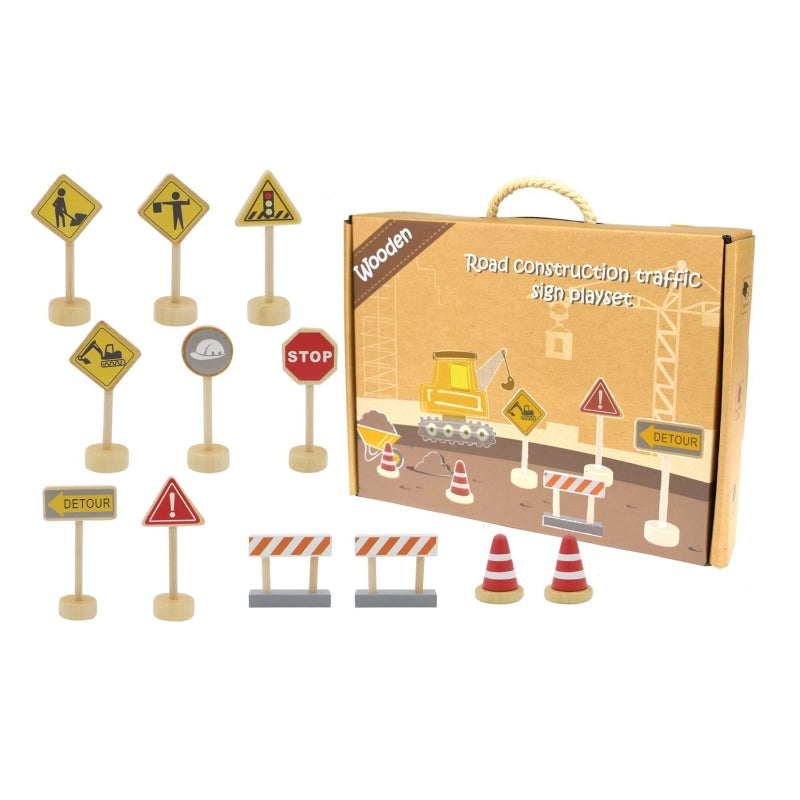 Wooden Construction Road Sign Set wooden-construction-road-sign-set