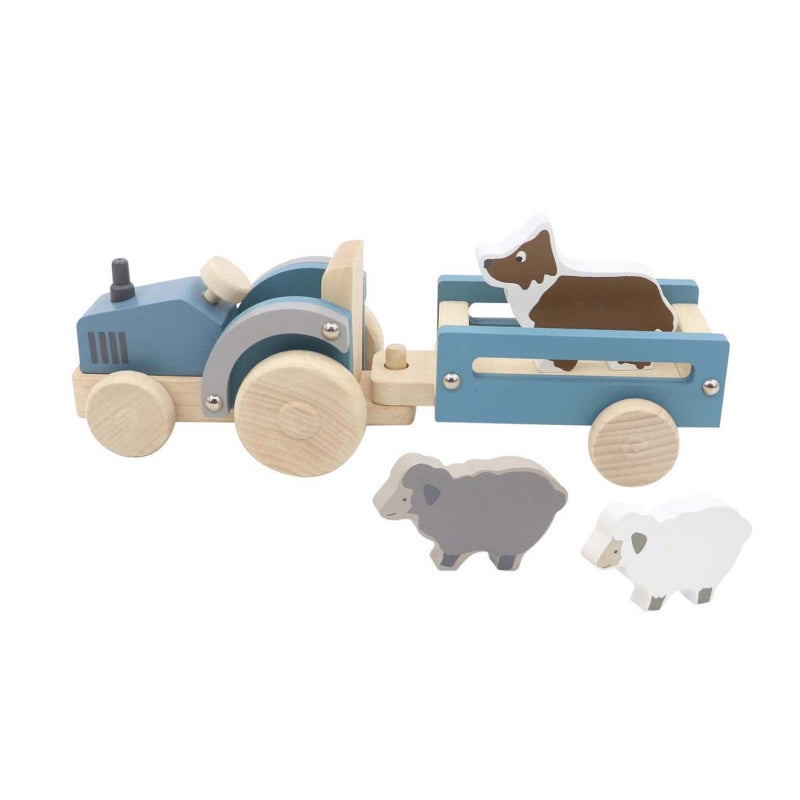 Wooden Tractor with Sheep Dog