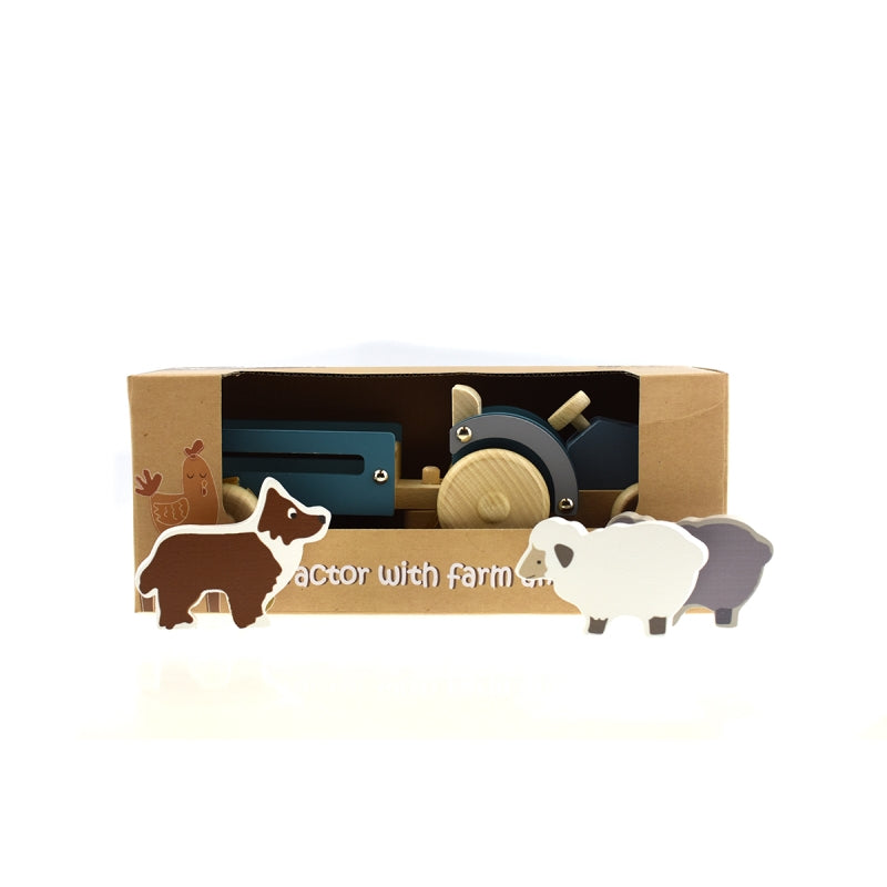 Wooden Tractor with Sheep Dog