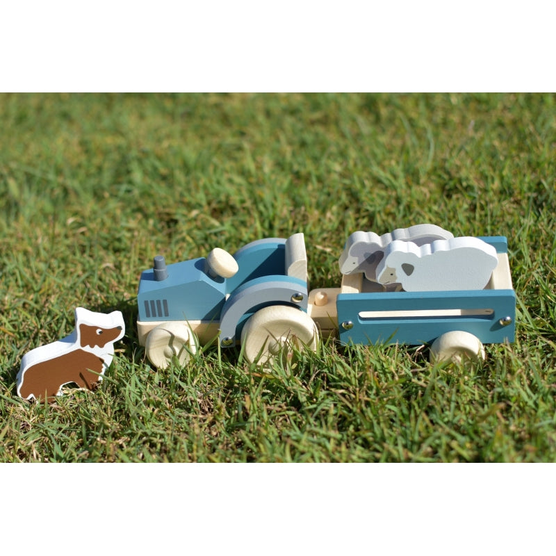 Wooden Tractor with Sheep Dog