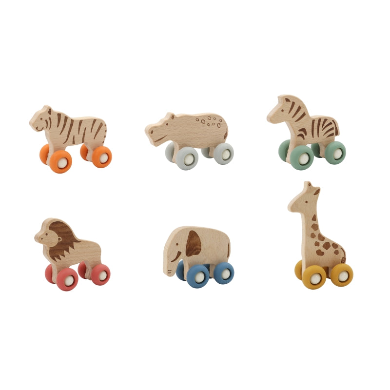 Wooden Wildlife Animal on Silicone Wheels - Kaper Kids