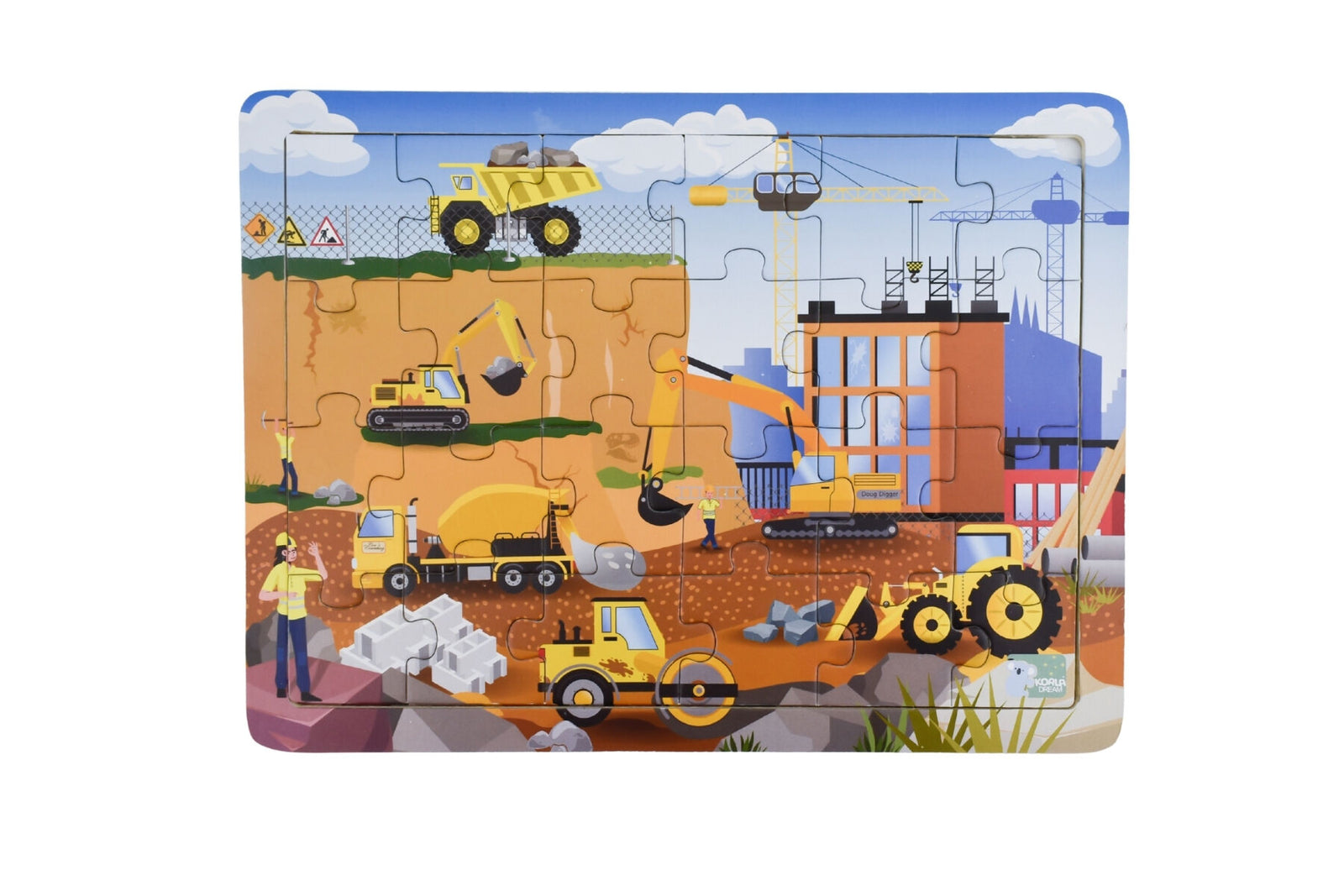 Construction Site Wooden Jigsaw Puzzle 24 pc - Koala Dream