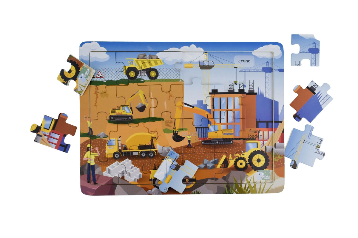 Construction Site Wooden Jigsaw Puzzle 24 pc - Koala Dream
