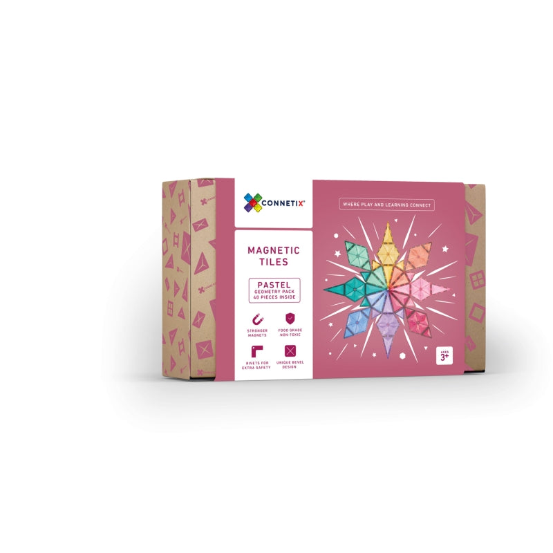 Geometry Pack 40pc Pastel Magnetic Tiles - Connetix