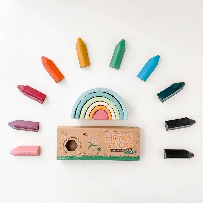 Triangles 10 Pack Beeswax Crayons - Honeysticks