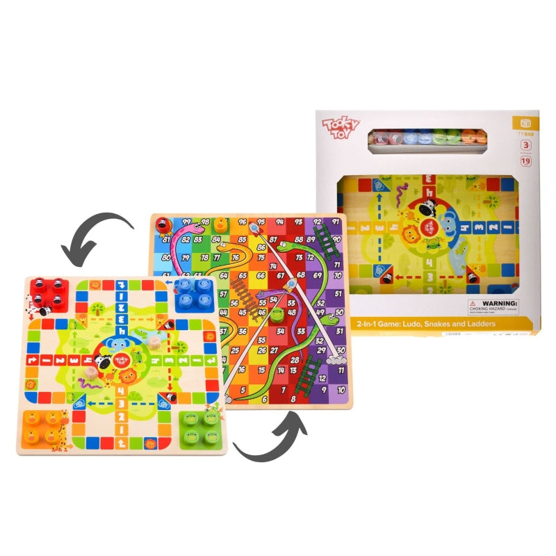 2 in 1Wooden Ludo and Snakes and Ladders