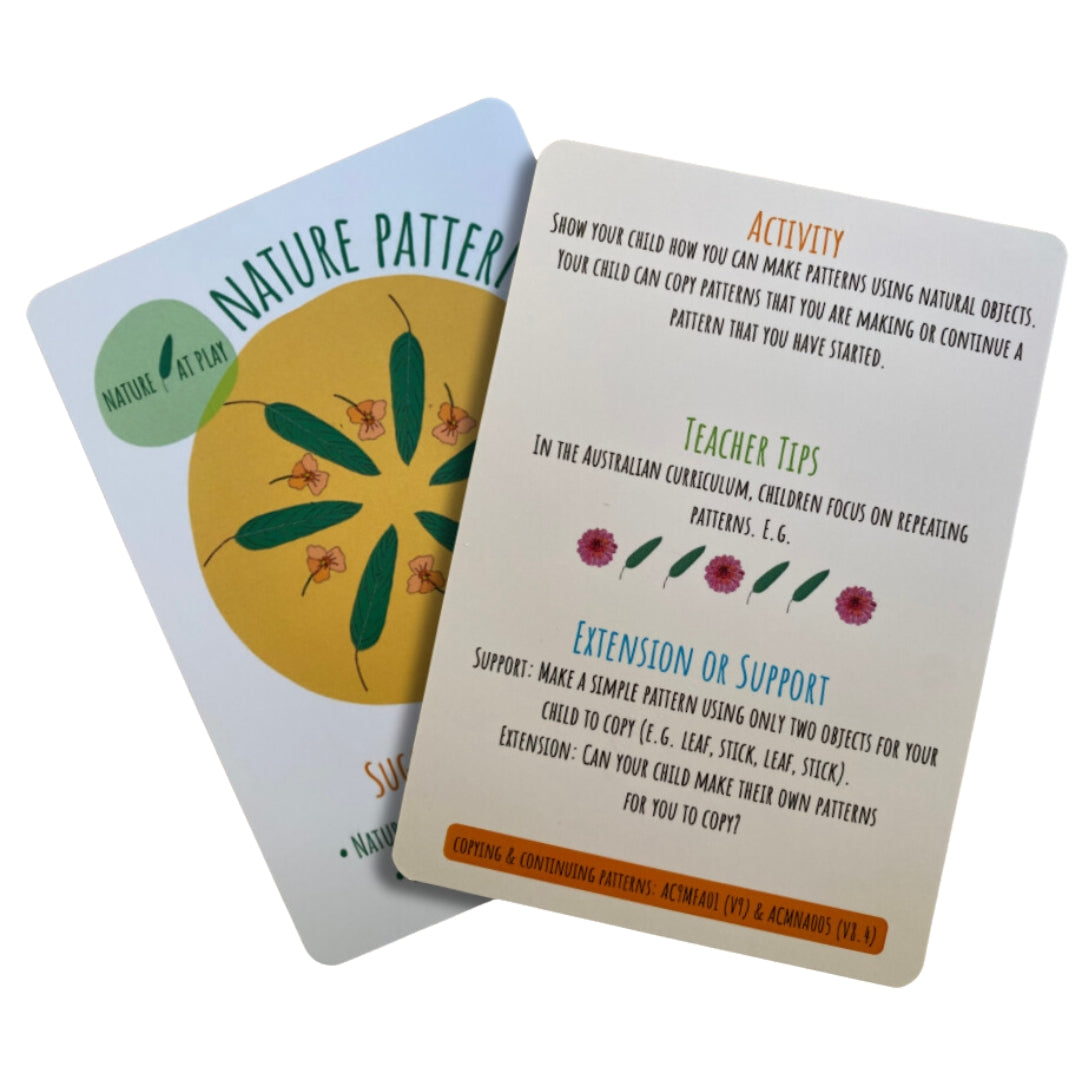 Foundation prep maths nature play card deck nature at play