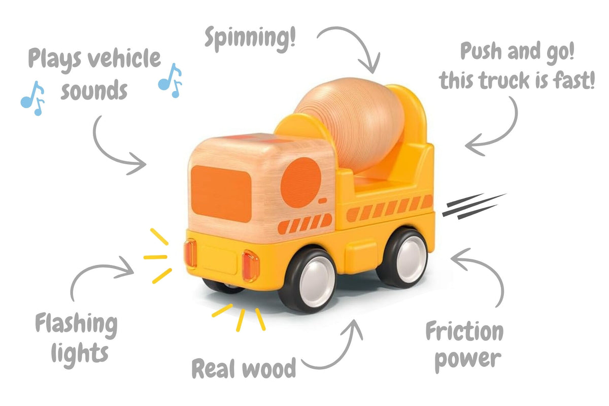 Wooden Friction Concrete Mixer Light and Sound - Wanborns