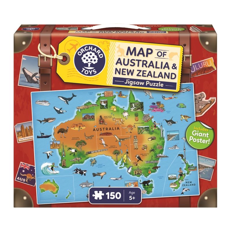 Australia &amp; NZ 150pc Map Puzzle and Poster - Orchard Toys