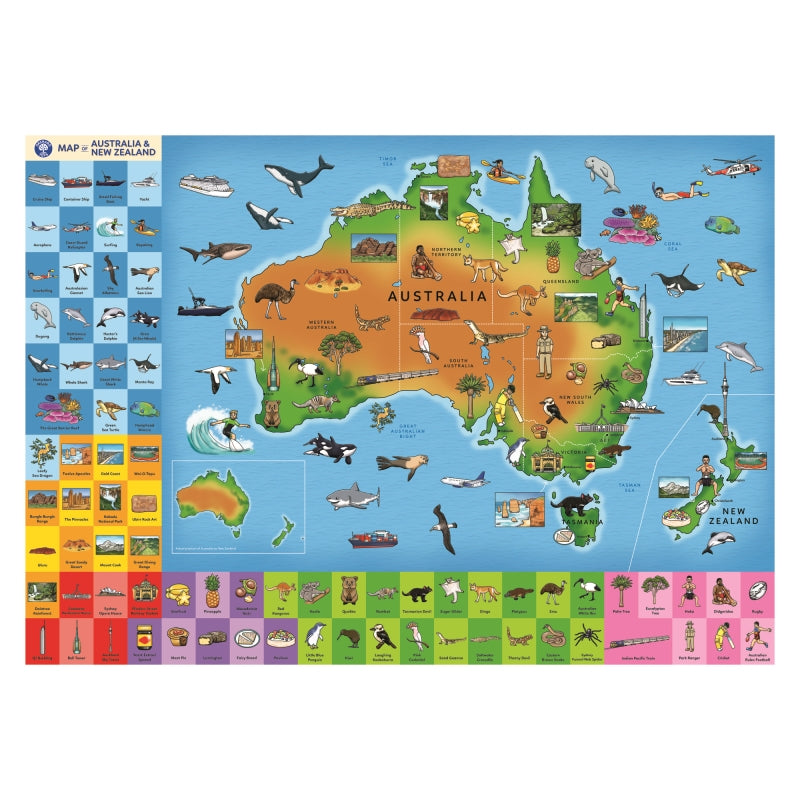 Australia &amp; NZ 150pc Map Puzzle and Poster - Orchard Toys