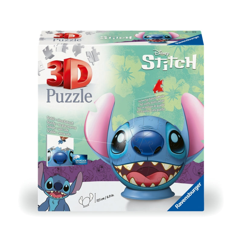3D Puzzleball Stitch with Ears 72pc Puzzle - Ravensburger
