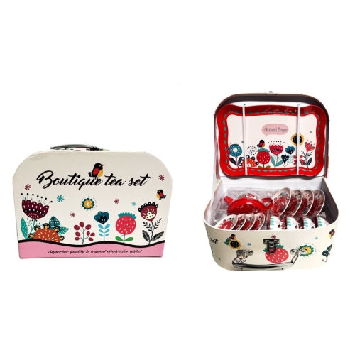 Red Garden Tin Tea Set in Carry Case