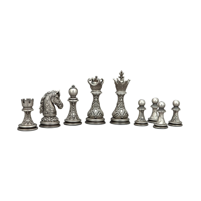 Antique Regal Chess Copper &amp; Silver Pieces 90mm
