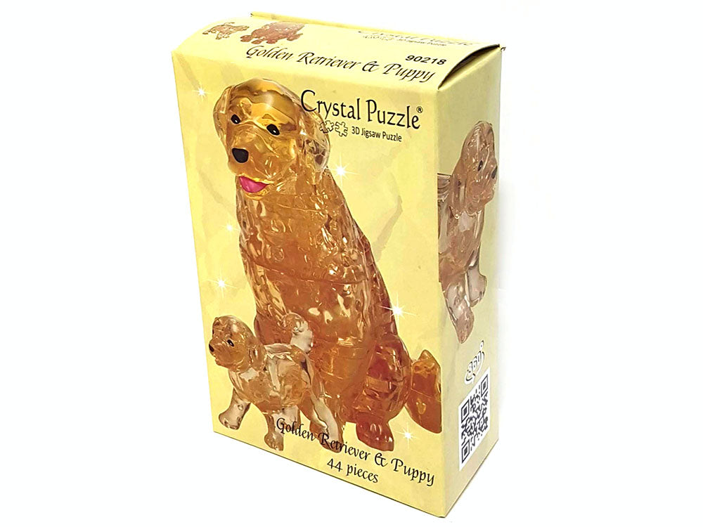 3D Golden Retriever and Puppy - Crystal Puzzle