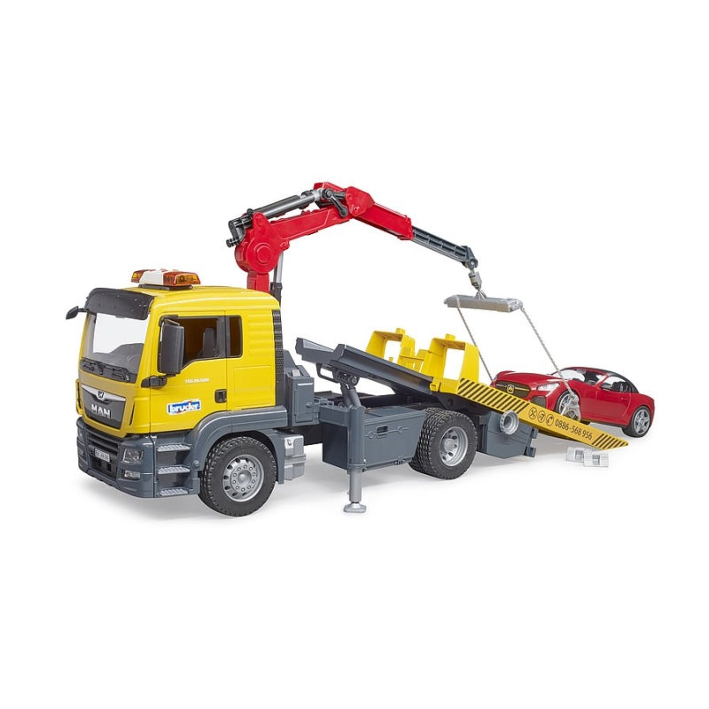 MAN TGS Tow Truck with Roadster and Light and Sound 1:16 - Bruder