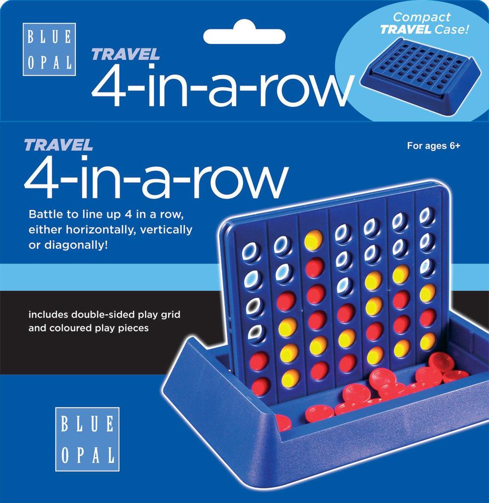 Travel 4-in-a-row Game - Blue Opal