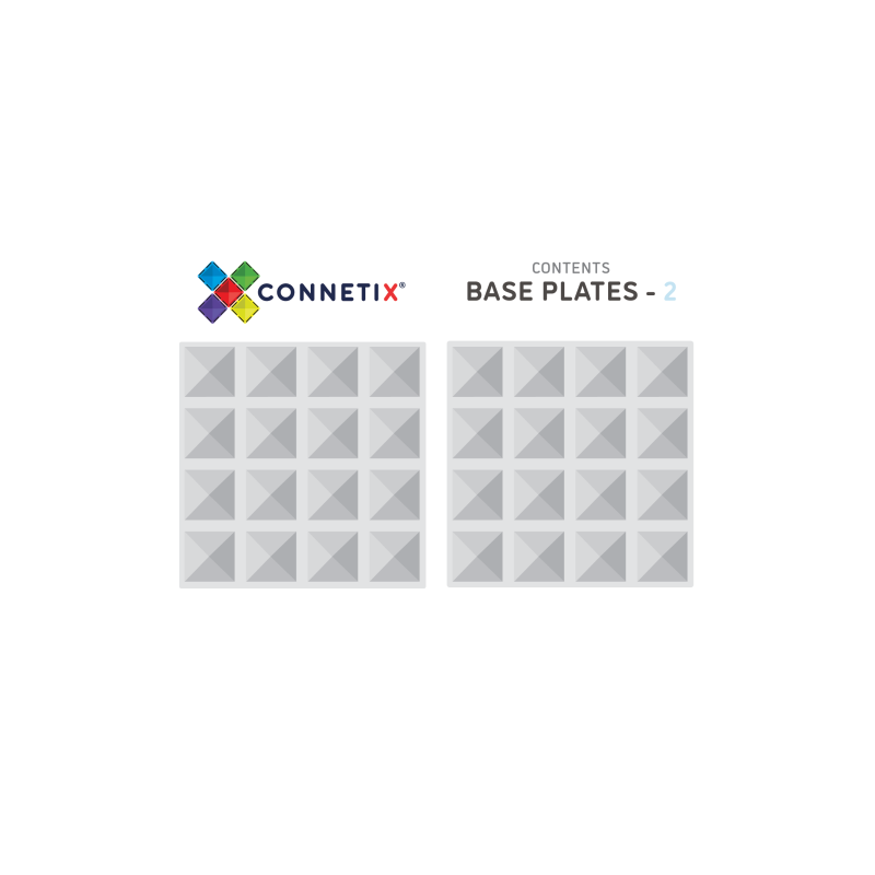 Base Plate Pack 2pc Clear Magnetic Tiles - Connetix