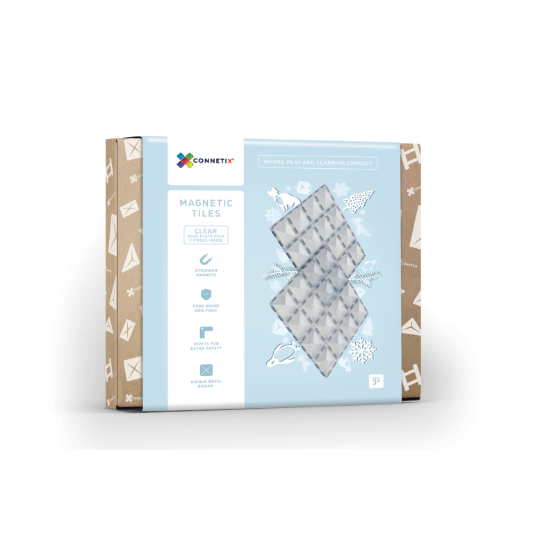 Base Plate Pack 2pc Clear Magnetic Tiles - Connetix