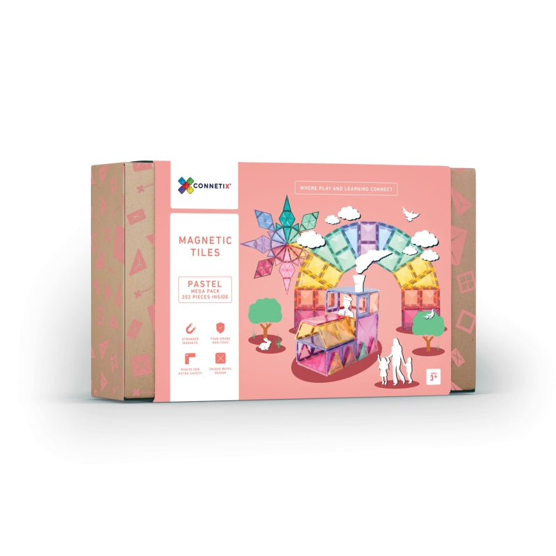 Pastel Mega Pack 202pc Magnetic Tiles - Connetix