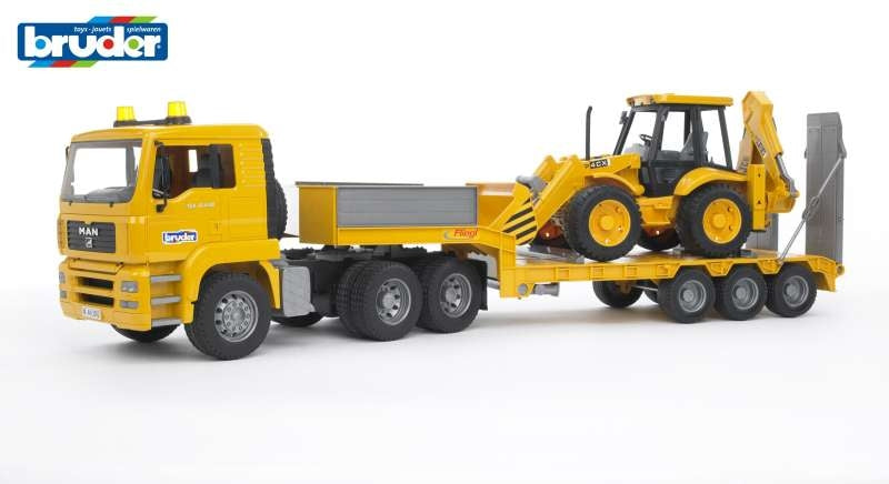 MAN TGA Low Loader with JCB 4CX Backhoe 1:16 - Bruder