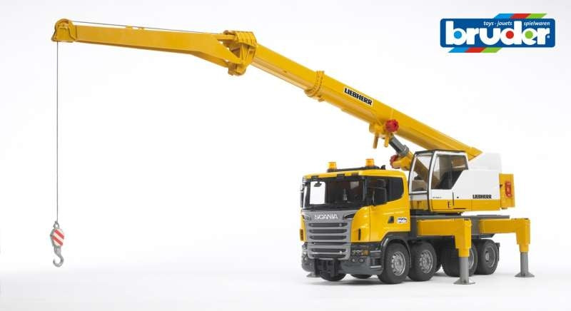 Scania R-Series Leibherr Crane Truck with Lights & Sound 1:16 - Bruder