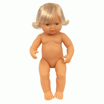 Caucasian Girl 38cm Baby Doll in Poly Bag - Miniland