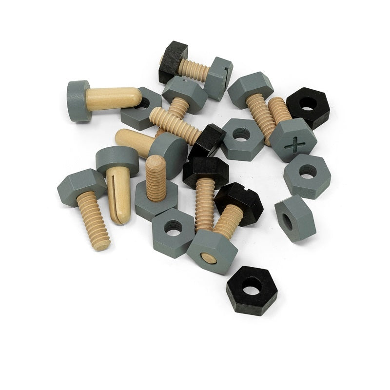 Wooden Screws, Nuts and Bolts Set 21pcs - MaMaMeMo