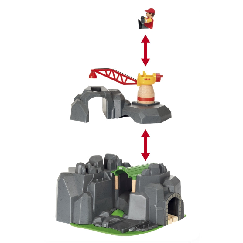 Crane and Mountain Tunnel - Brio
