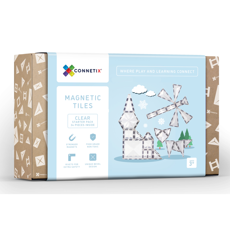 Clear Starter Pack 34pc Magnetic Tiles- Connetix