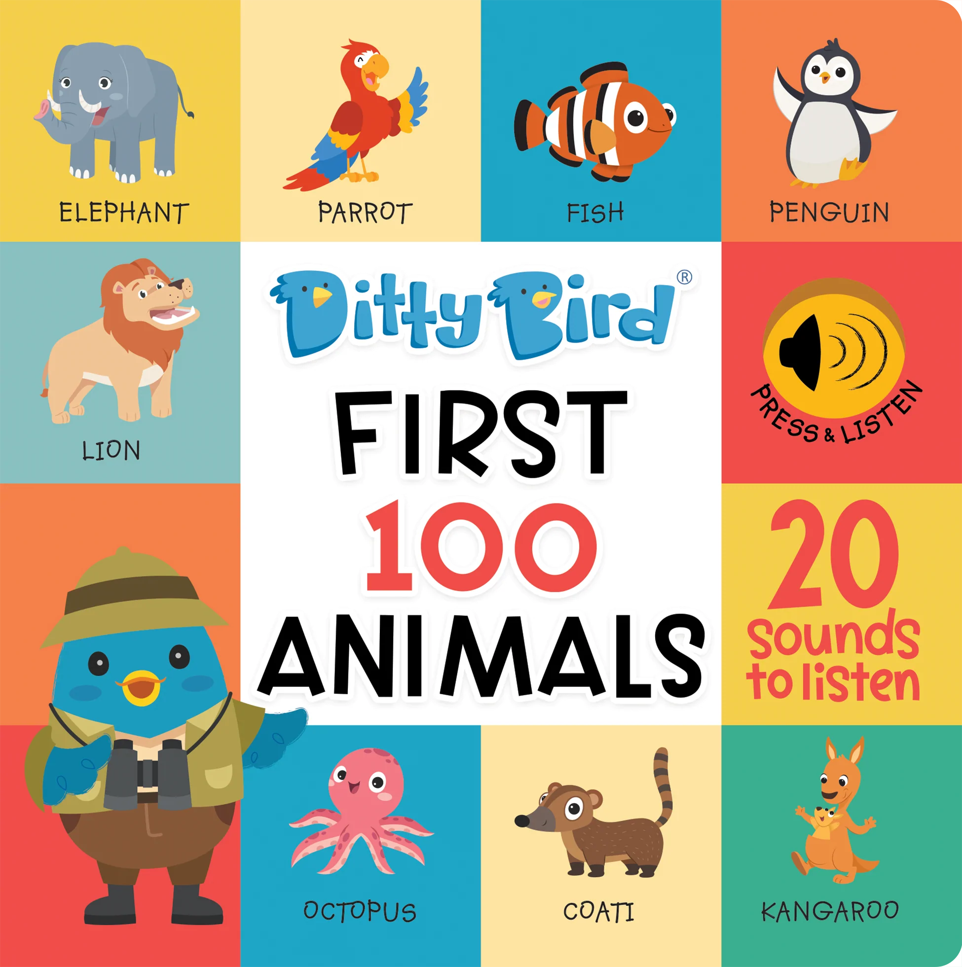 First 100 Animals Board Book - Ditty Bird