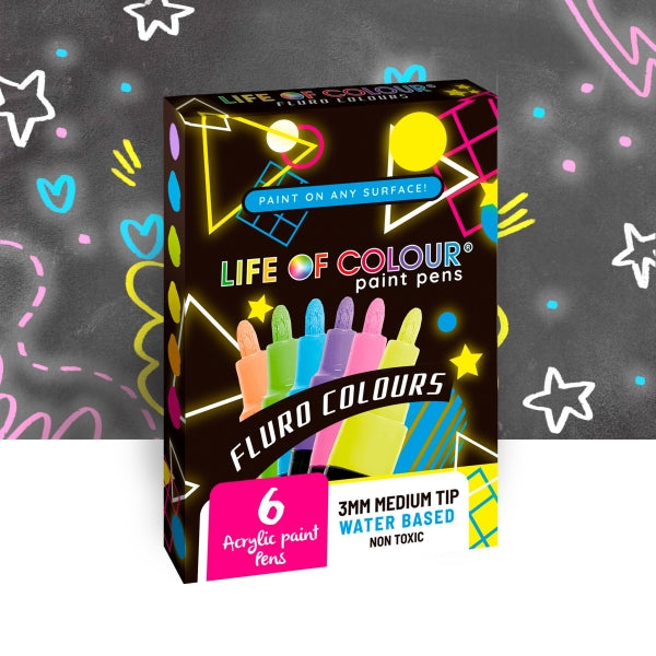 Fluro Colours Paint Pens 3mm Medium Tip - Life of Colour