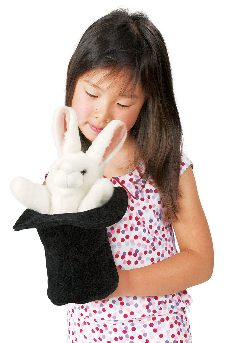 Rabbit in Hat Hand Puppet - Folkmanis