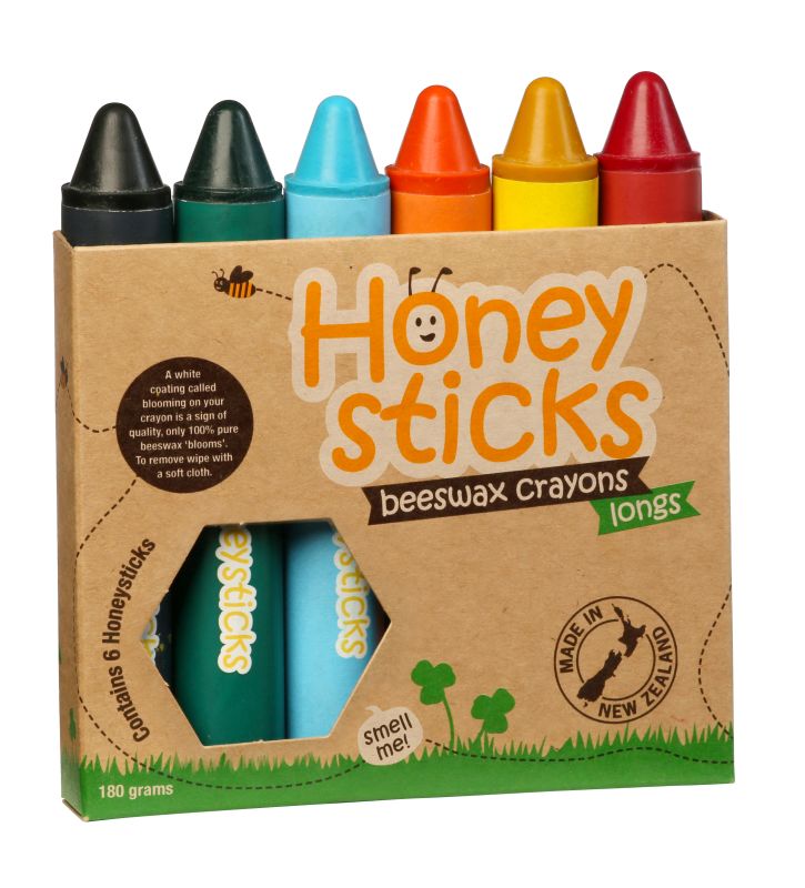 Longs  (Super Jumbos) 6 Pack Beeswax Crayons - Honeysticks