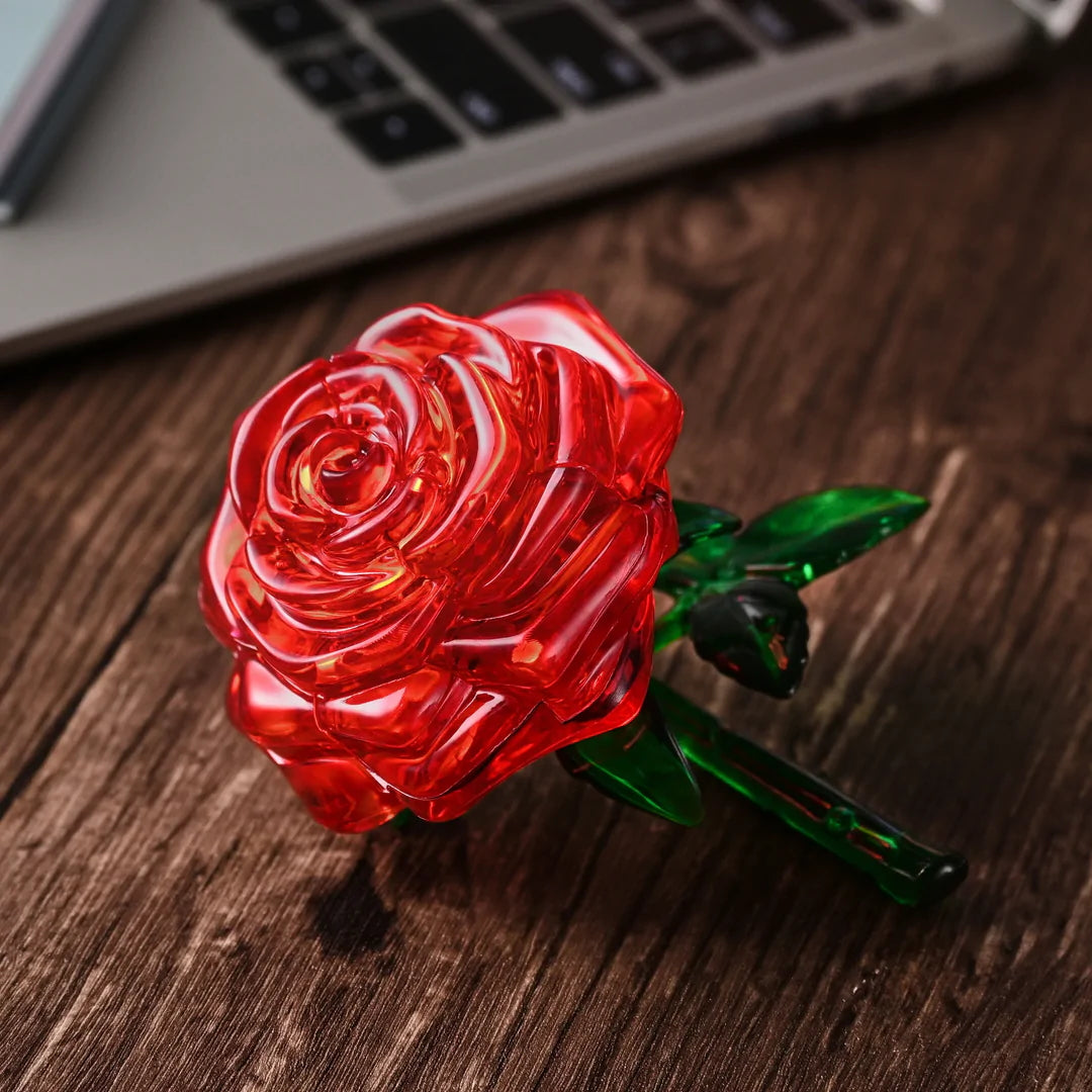 3D Red Rose - Crystal Puzzle