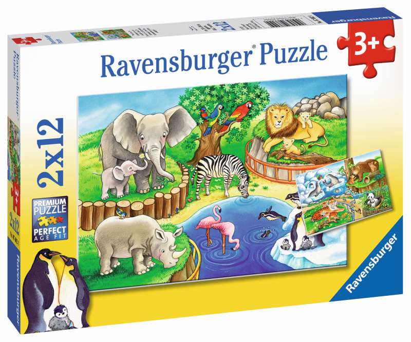 Animals in the Zoo 2x12pc Puzzles - Ravenburger