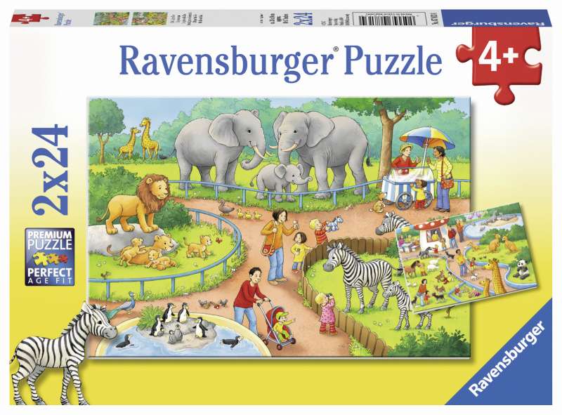 A Day at the Zoo 2x24pc Puzzles - Ravensburger