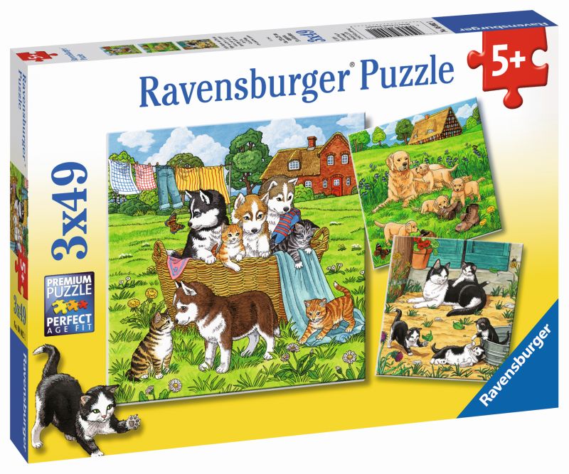 Cats and Dogs 3x49pc Puzzles - Ravensburger