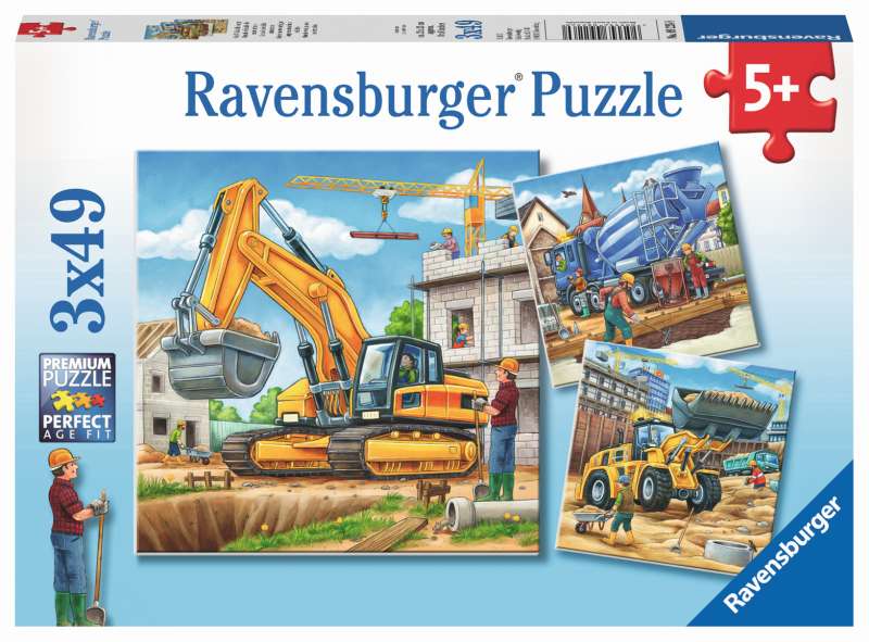 Large Construction Vehicle Puzzle 3x49pc - Ravensburger