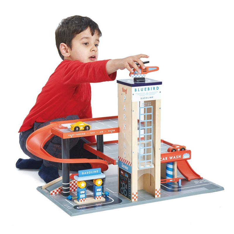 Blue Bird Service Station Parking Garage - Tenderleaf Toys