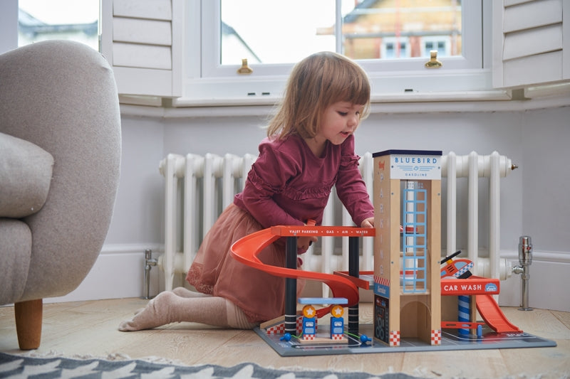 Blue Bird Service Station Parking Garage - Tenderleaf Toys